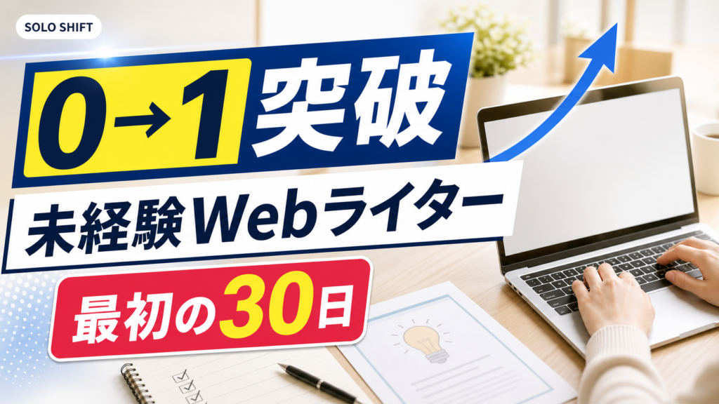 未経験Webライターが在宅副業で0から1を突破する方法を表したサムネイル