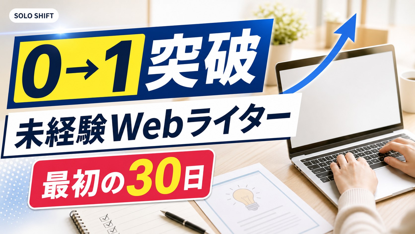 未経験Webライターが在宅副業で0から1を突破する方法を表したサムネイル